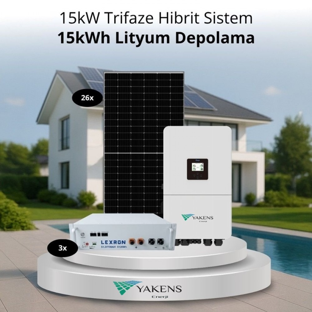 12 Kw Trifaze Hibrit Hazır Solar Paket (Sistem 3) Lexron